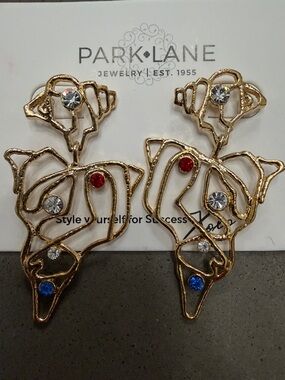 Park Lane Juliette Earrings Gold Tone Abstract Statement Multicolor Rhinestones